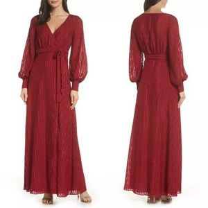 Fame and Partners THE RACHEL LONG-SLEEVE STRIPED SELF-TIE WRAP DRESS size 2